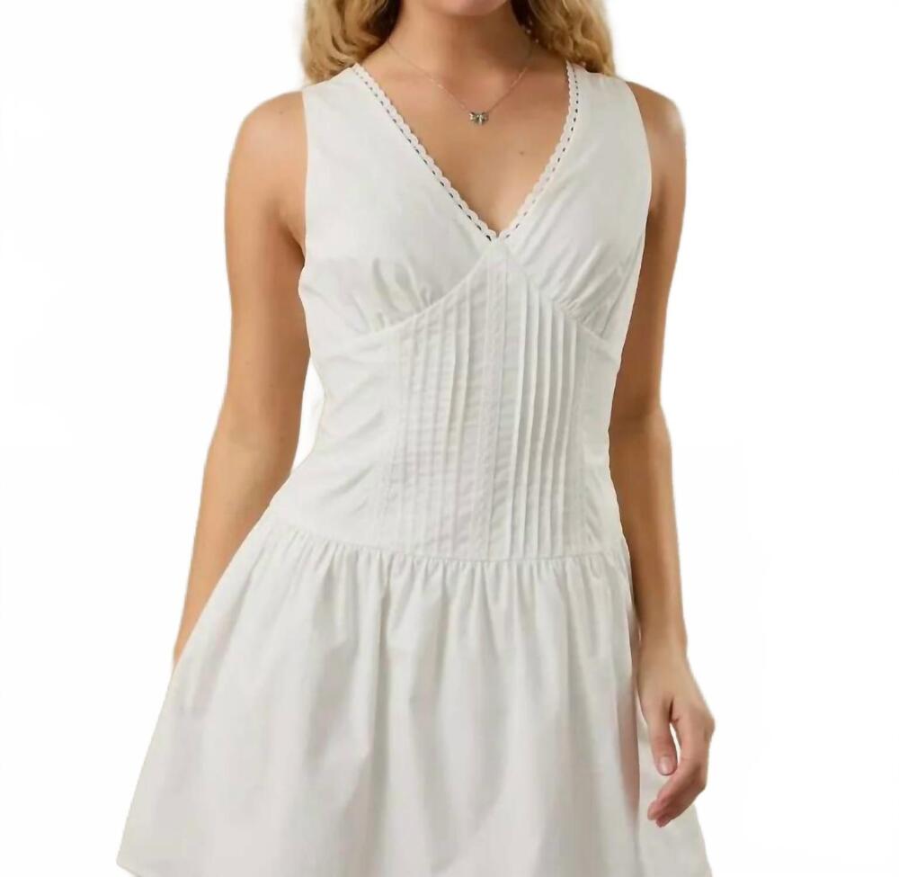 NEW LE LIS skye poplin mini dress in white
